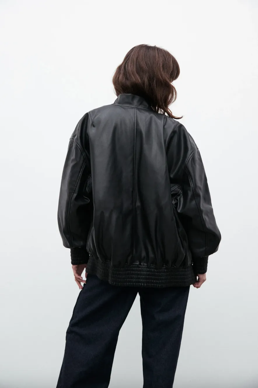 BAYSE SELENE OVER SIZED BOMBER JACKET - BLACK