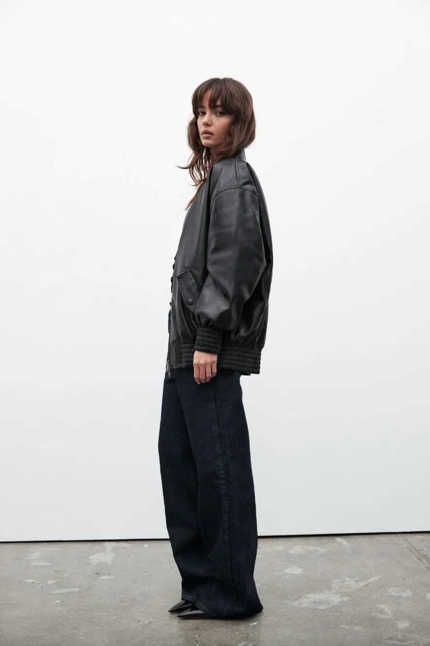 BAYSE SELENE OVER SIZED BOMBER JACKET - BLACK