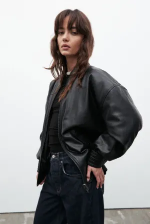 BAYSE SELENE OVER SIZED BOMBER JACKET - BLACK