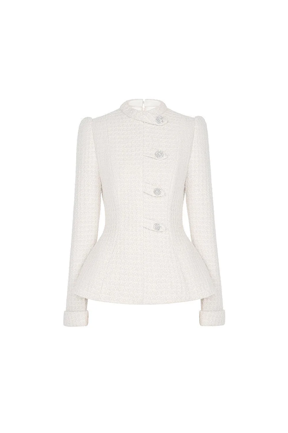 Blanche Peplum Long Sleeved Tweed Top