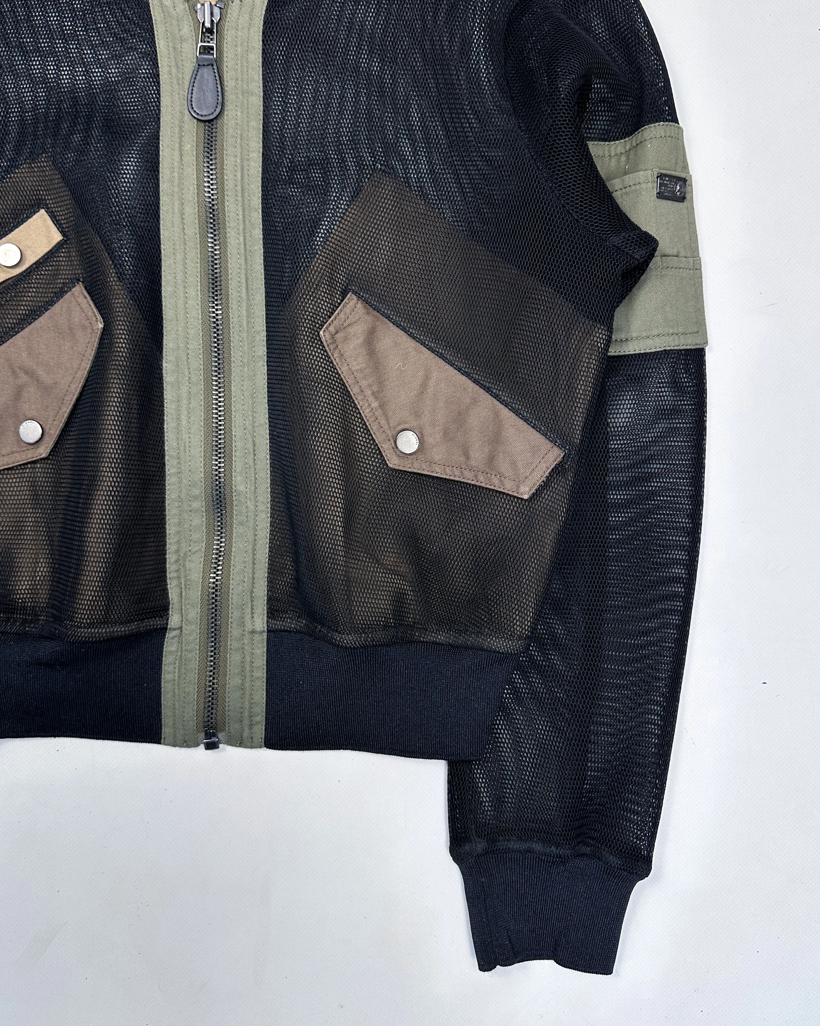 Vintage 2000s Diesel Black Mesh Bomber Jacket