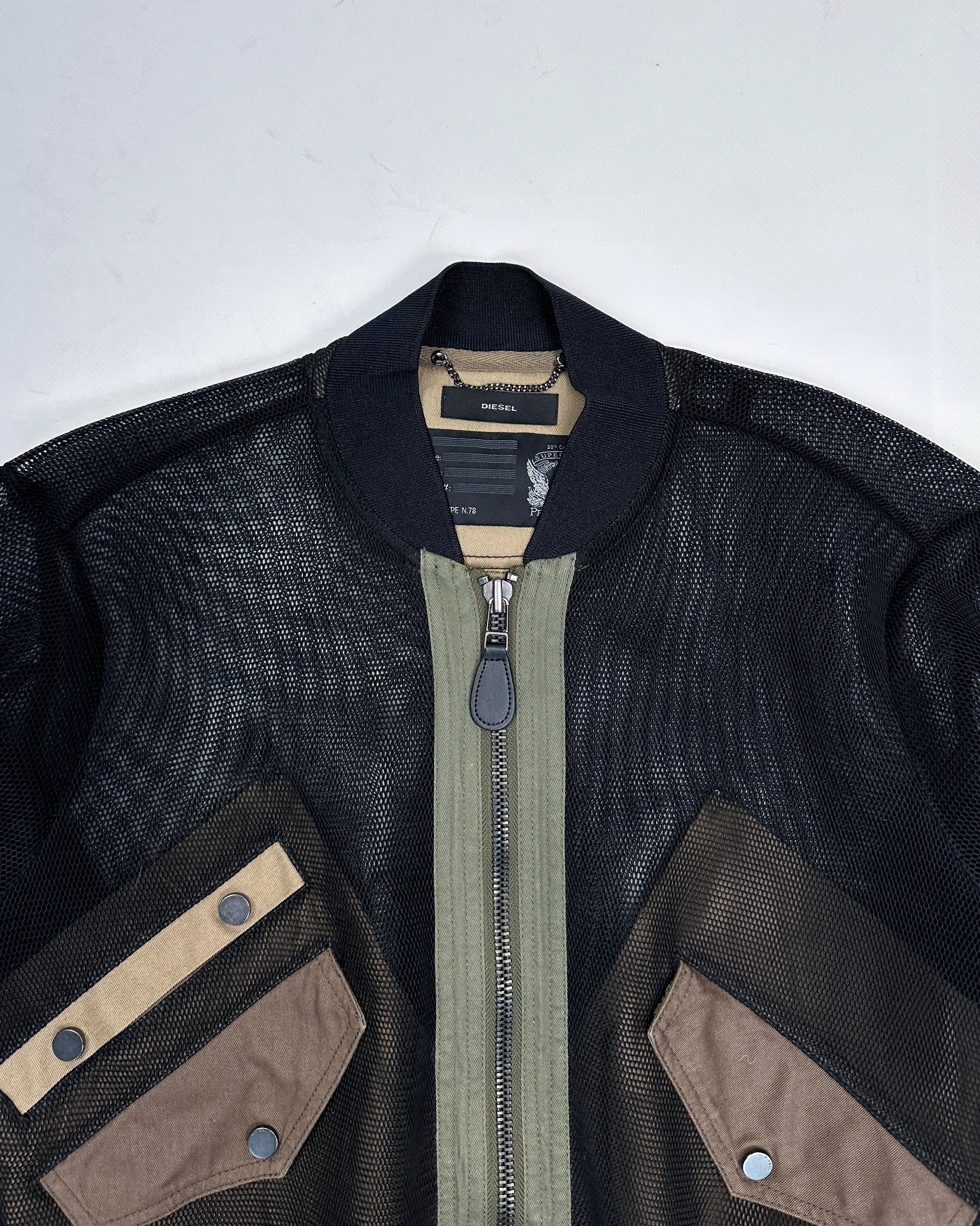Vintage 2000s Diesel Black Mesh Bomber Jacket