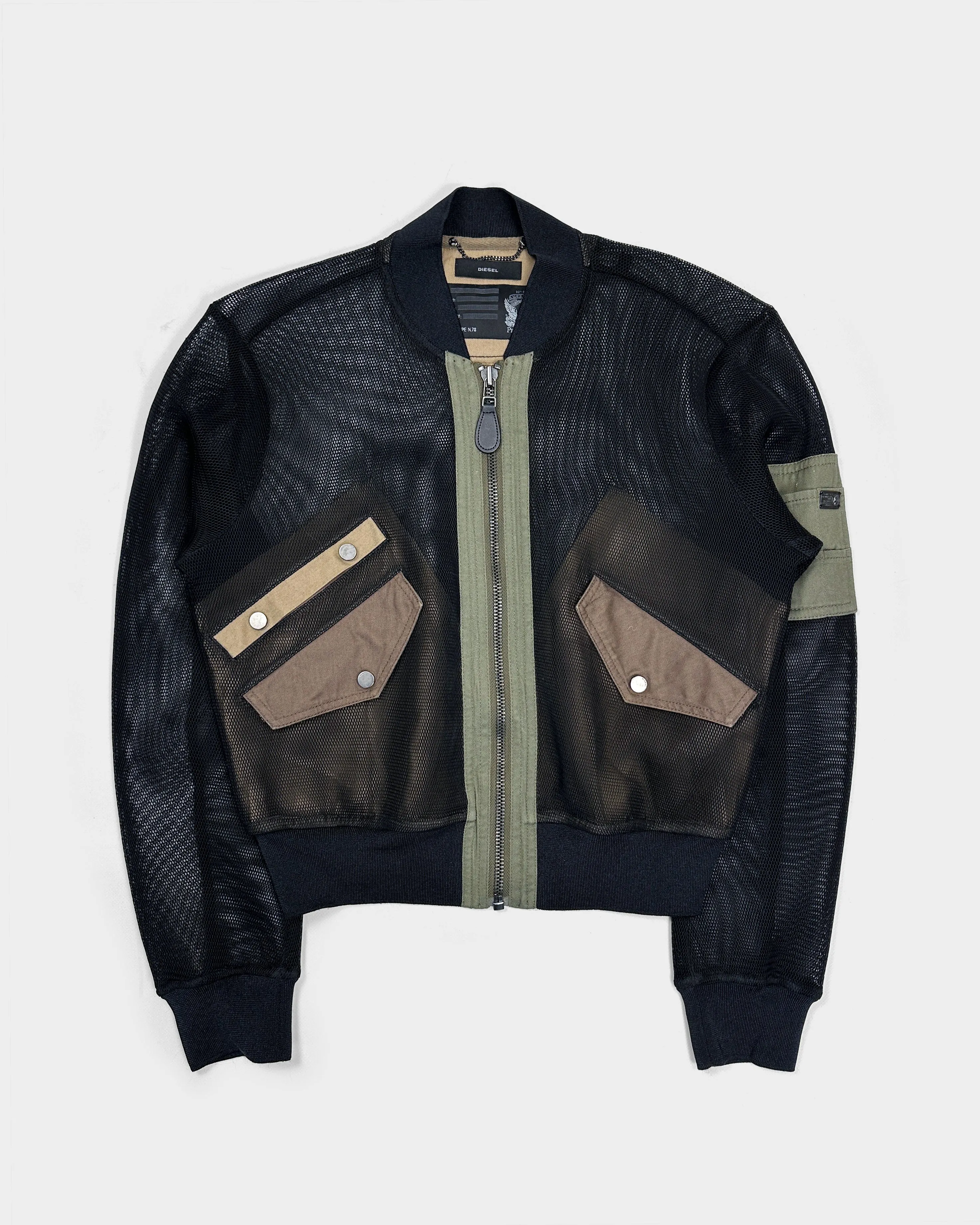 Vintage 2000s Diesel Black Mesh Bomber Jacket