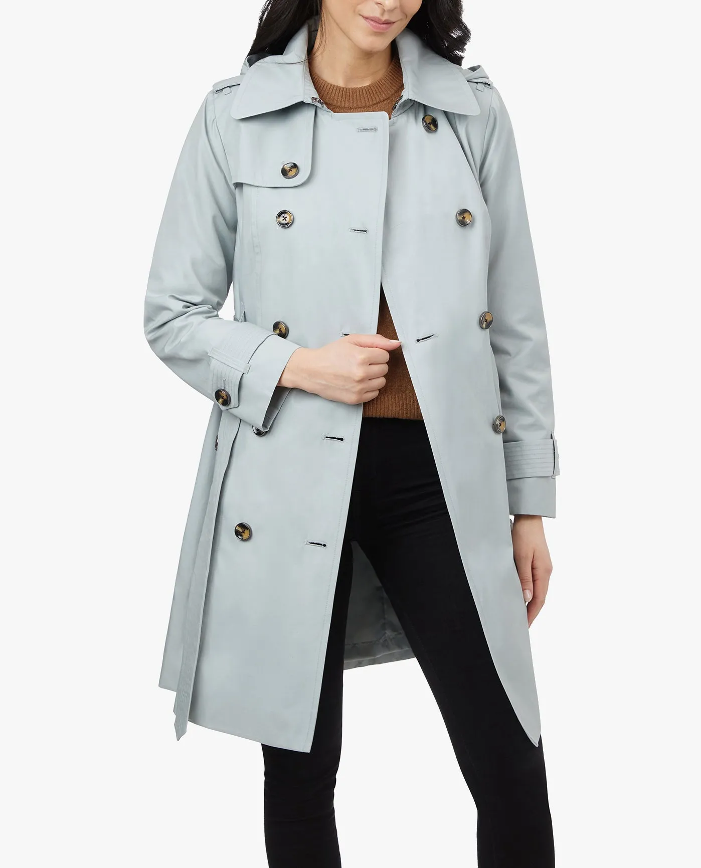 Certainly! Heres an optimized title for your product:

Chic Double-Breasted Hooded Trench Coat with Adjustable Waist Belt for Women

This title incorporates modifiers like Chic and Adjustable to emphasize style and functionality, respectively, and adds for Women to specify the target audience.