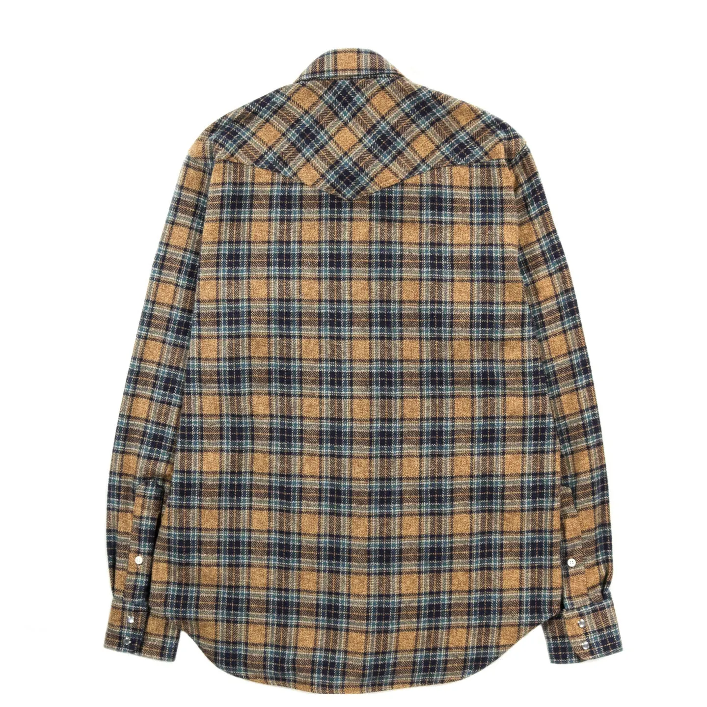 Gitman Vintage Western-Style Tan Cotton Tweed Check Shirt