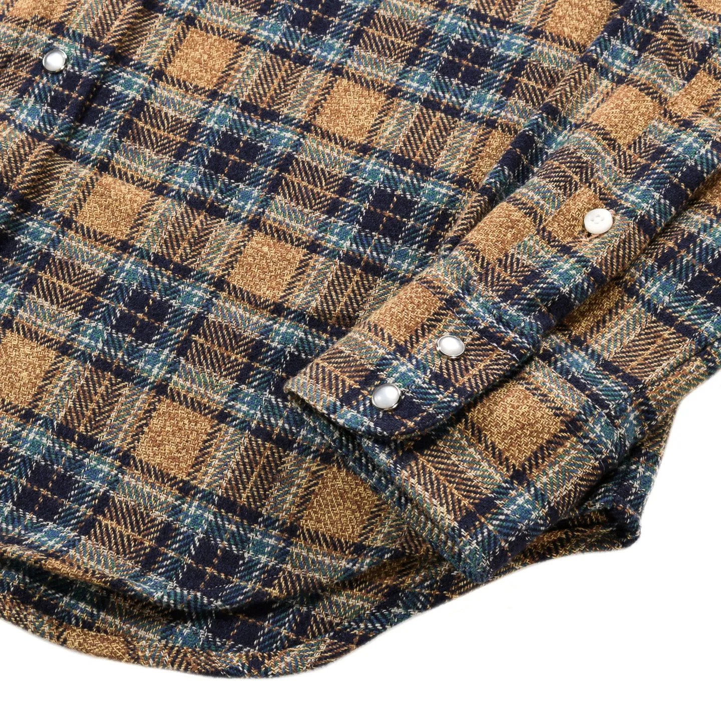 Gitman Vintage Western-Style Tan Cotton Tweed Check Shirt