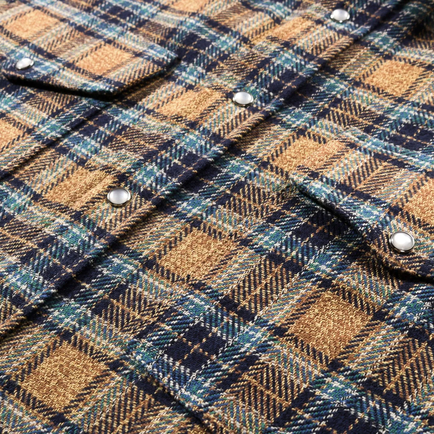Gitman Vintage Western-Style Tan Cotton Tweed Check Shirt