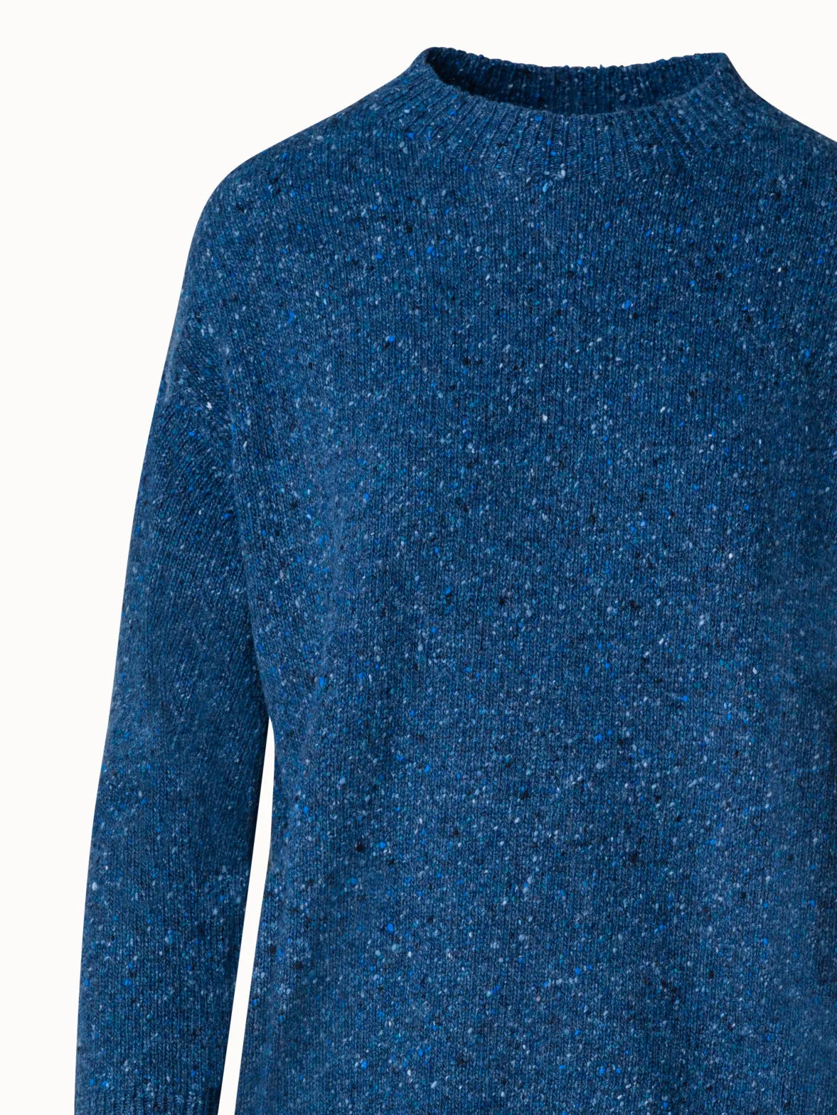 Langer Kaschmir-Tweed-Pullover