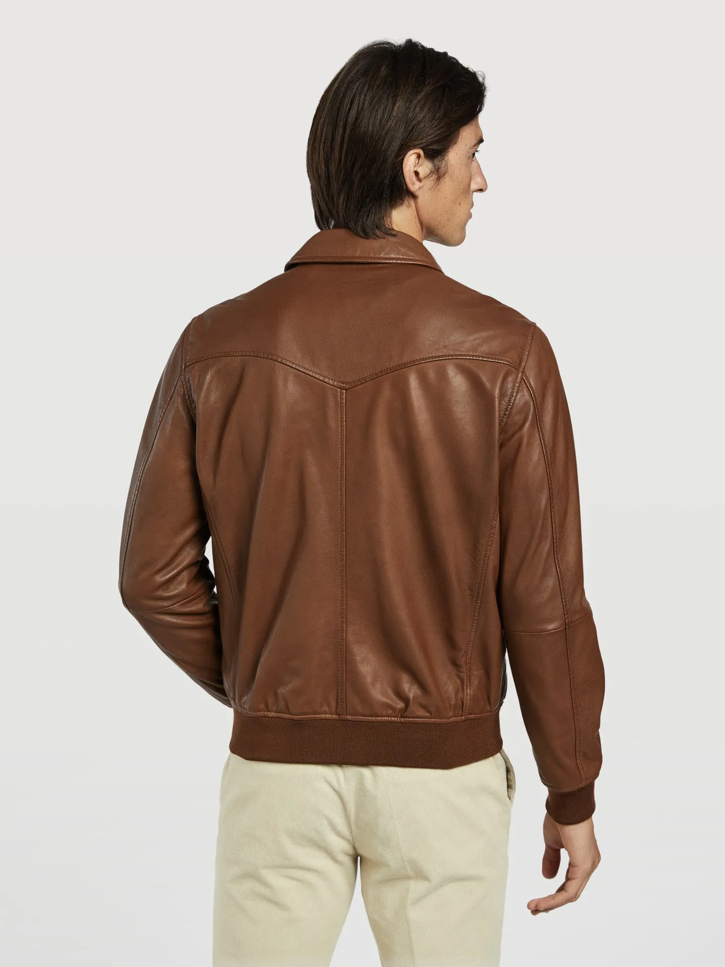 Leather bomber jacket