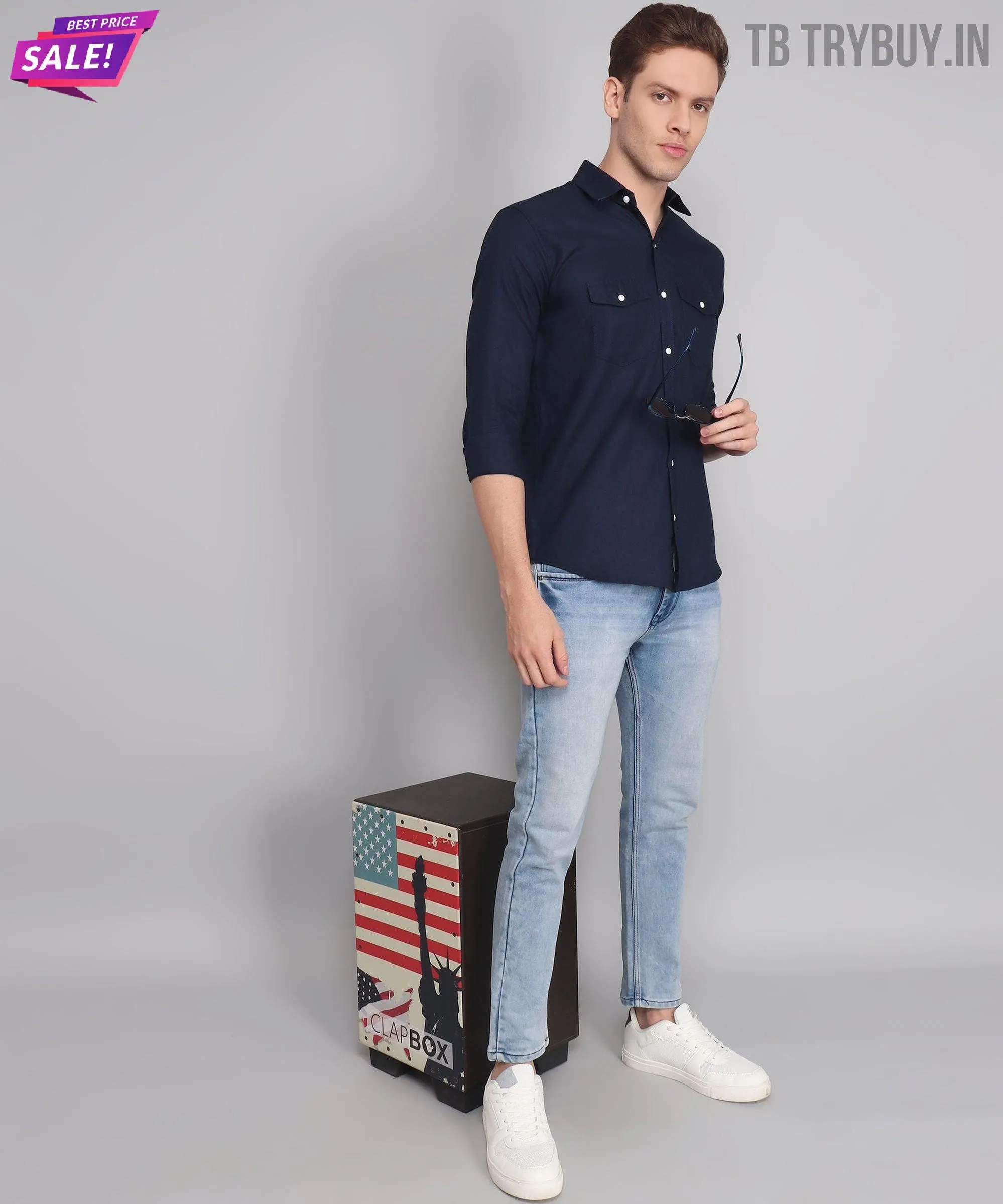 Navy Double Pocket Shirt
