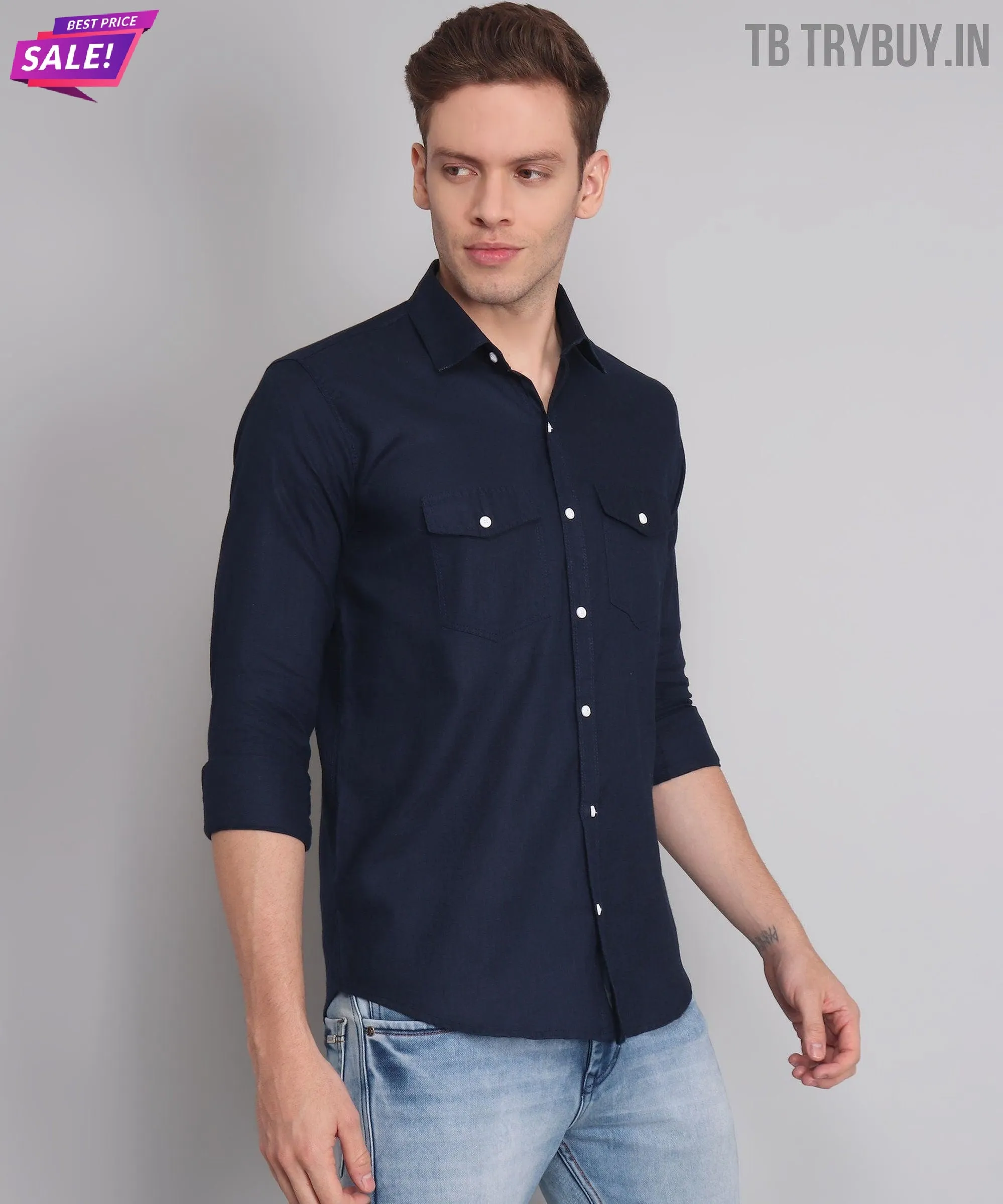 Navy Double Pocket Shirt