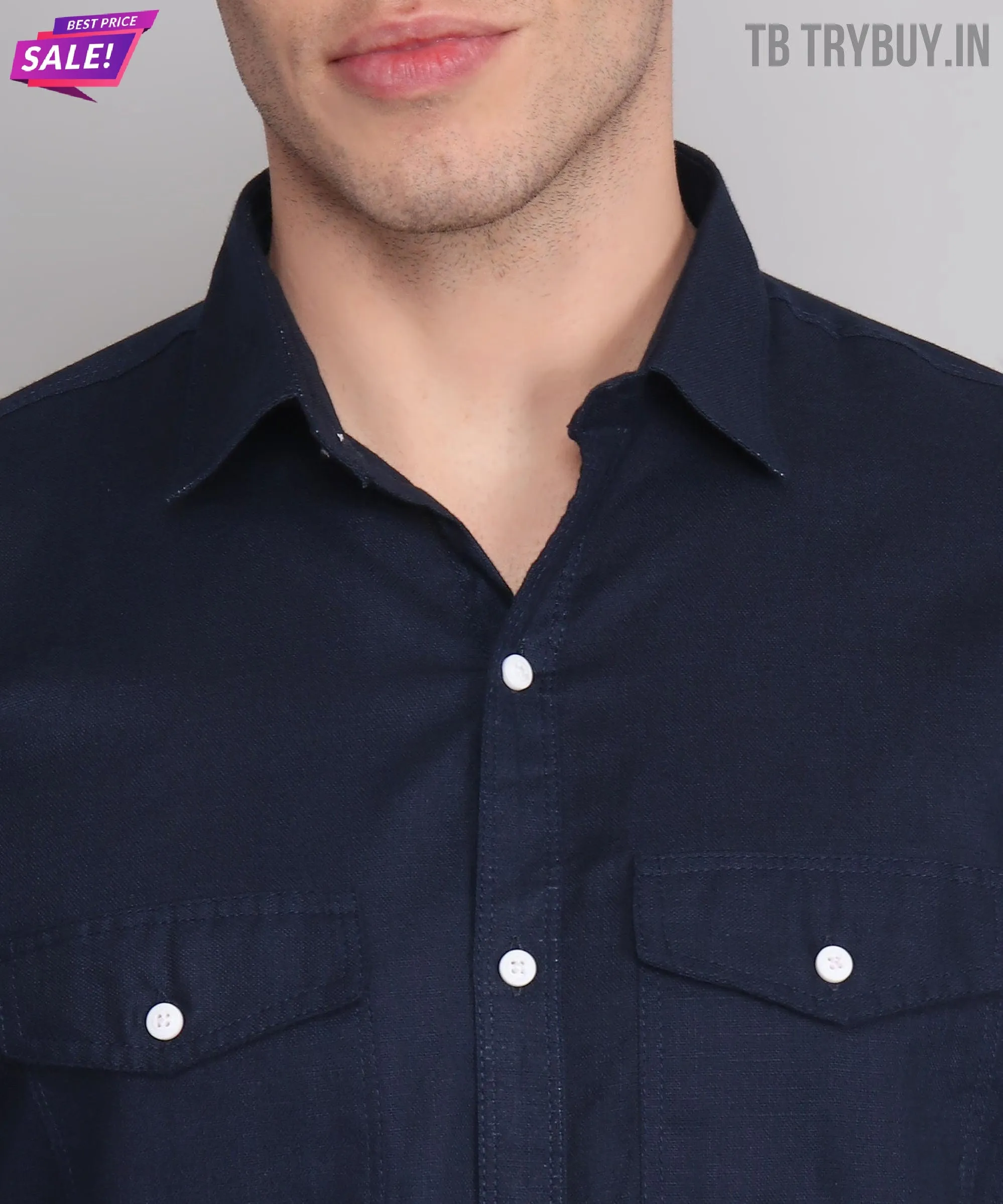 Navy Double Pocket Shirt