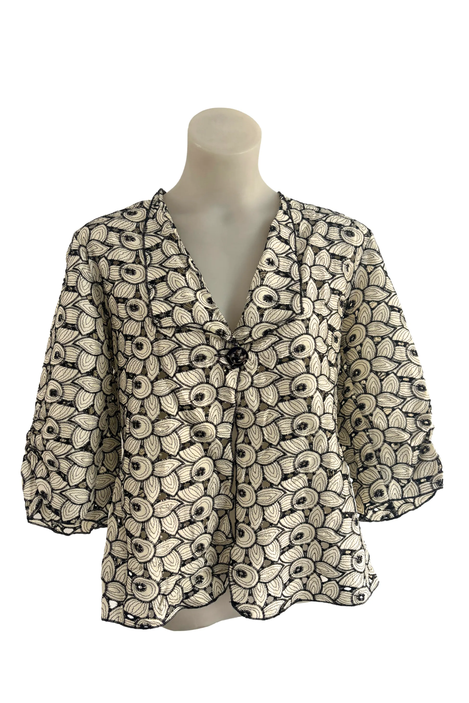Pierre Cardin Paris NZ made embroidered flower shacket, 12