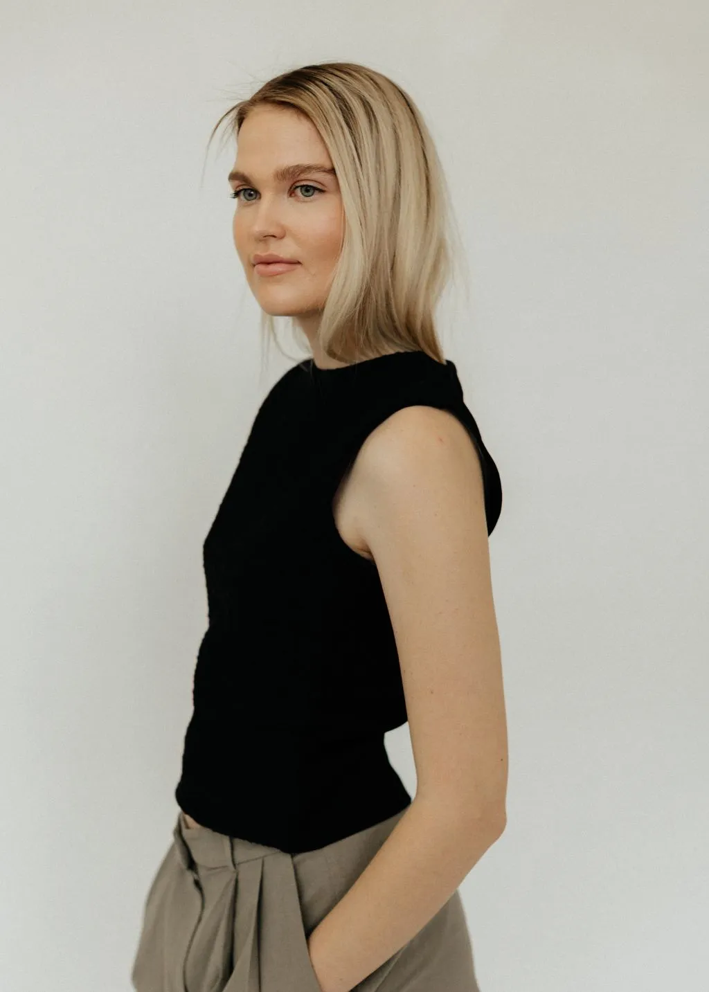 Proenza Schouler Hazel Top in Black Tweed