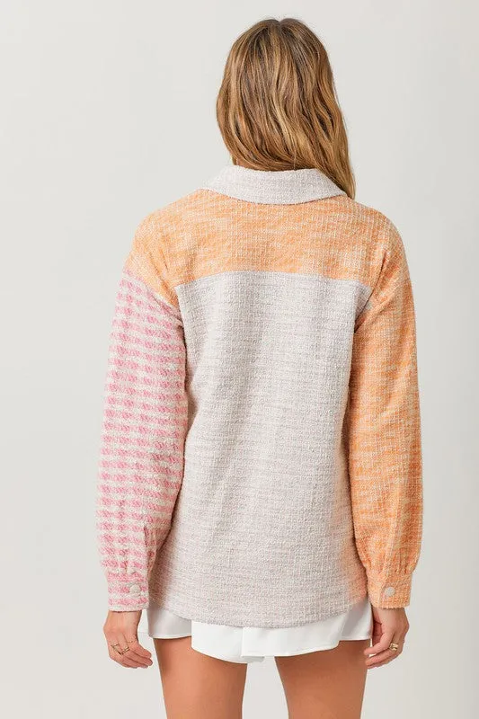 Tweed Mixed Color Blocked Jacket