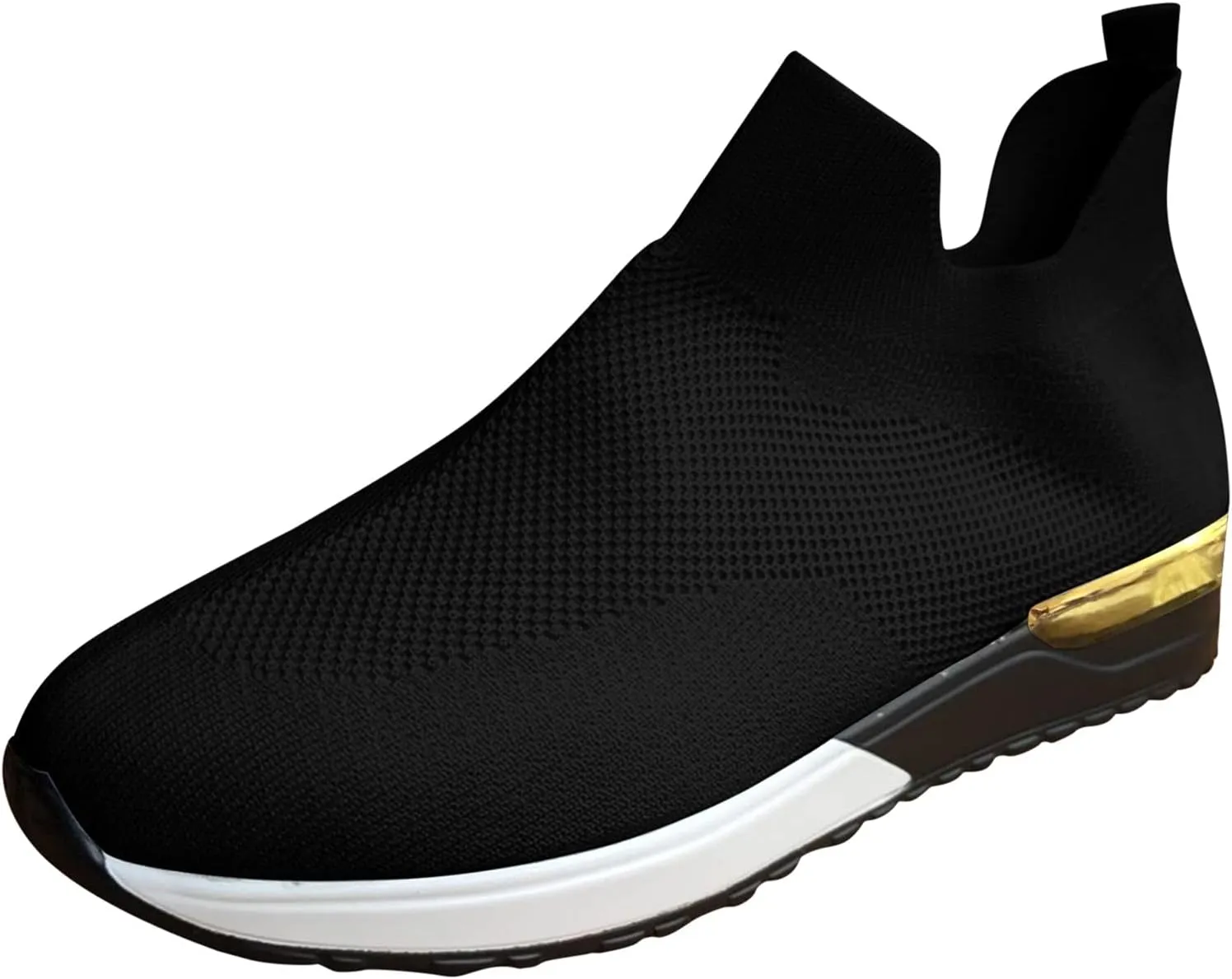 Women's Fashion Sneaker Mesh Slip On Black Non Slip Shoes for Women Comfortable Women's Walking Shoes with Arch Support Flat Loafers Safety Toe Sneakers Men
